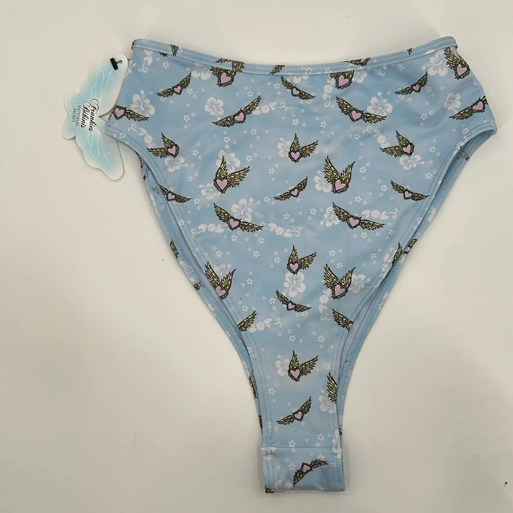 Frankies Bikinis‎ X Victoria's Secret Flying Heart Cheeky Bikini Blue M/L NWT